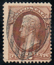 # 157 F-VF, sock on the nose "shield w/ stars" cancel, bold color!