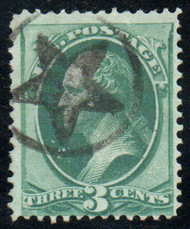# 158 F-VF, bold "star in circle" cancel, pinhole, vivid color!