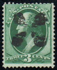 # 158 F-VF, sock on the nose "4 leaf clover" cancel, rich color!