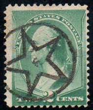 # 213 F-VF, hollowed "star in circle" cancel, robust color!