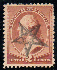 # 210 VF, fancy sock on the nose "star in star" cancel, rich color!