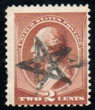 # 210 F-VF, fancy "star in star" cancel, vivid color!
