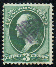 # 158 VF, used, purple shield w/ bars cancel, robust color!