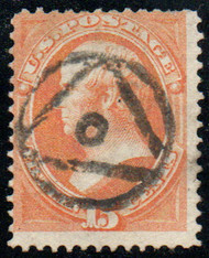 # 163 Fine+, used, masonic triangle cancel, small thin, bright color!