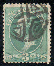 # 207 F/VF, used, fancy crossroads w/ triangles, spectacular color!