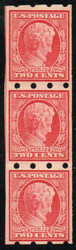 # 368v SUPERB OG H, Strip of 3, Brinkerhoff Company, Type I, very nice color! NICE!