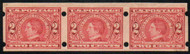 # 371v VF/XF OG VLH, Strip of 3, Brinkerhoff Company, Type II, outside stamps are NH, great color, CHOICE!