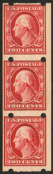 # 384v F/VF OG H, Strip of 3, Brinkerhoff Company, Type IIb, beautiful color!