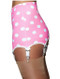 Polka Dot Retro Style Open Bottom Girdle Adjustable Six Strap Metal Clips Pink Side