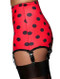 Polka Dot Retro Style Open Bottom Girdle Adjustable Six Strap Metal Clips Red and Black