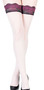 Fiore Tenebra Contrast Lace Matte Finish 20 Denier Hold Up Stockings White 