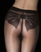 Fiore Shaya Sheer Fashion Pantyhose Bow Ribbon Patterned 20 Denier Hosiery Tights Black