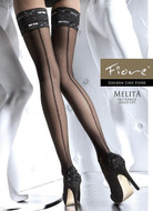 Fiore Melita Lace Top Hold Up Stockings 20 Denier Patterned Stay Up Nylons