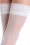 Fiore Melita Lace Top Hold Up Stockings 20 Denier Patterned Stay Up Nylons White 