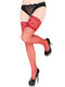 Fiore Finesse Ultra Sheer Deep Lace Top Hold Up Stockings 8 Denier Matte Stay Up Nylons Red