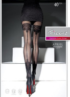 Fiore Apriel Faux Back Seam Patterned Pantyhose 40 Denier Seamed Tights 