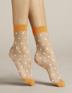 Contrast Band and Toe Patterned Hosiery Socks Papavero 20 Denier Nylon Socks Orange