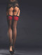 Fiore Scarlett Contrast Seam Modern Garter Stockings 20 Denier Fashion Nylons Red Welt