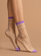 Polka Dot Contrast Band and Toe Patterned Hosiery Socks Fiore LIZ 15 Denier Nylon Socks