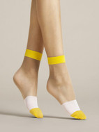Fiore Bicolore Hosiery Sock, Yellow and White