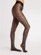 Fiore Half Moon Patterned Tights | 20 Denier Pantyhose Black w/Black