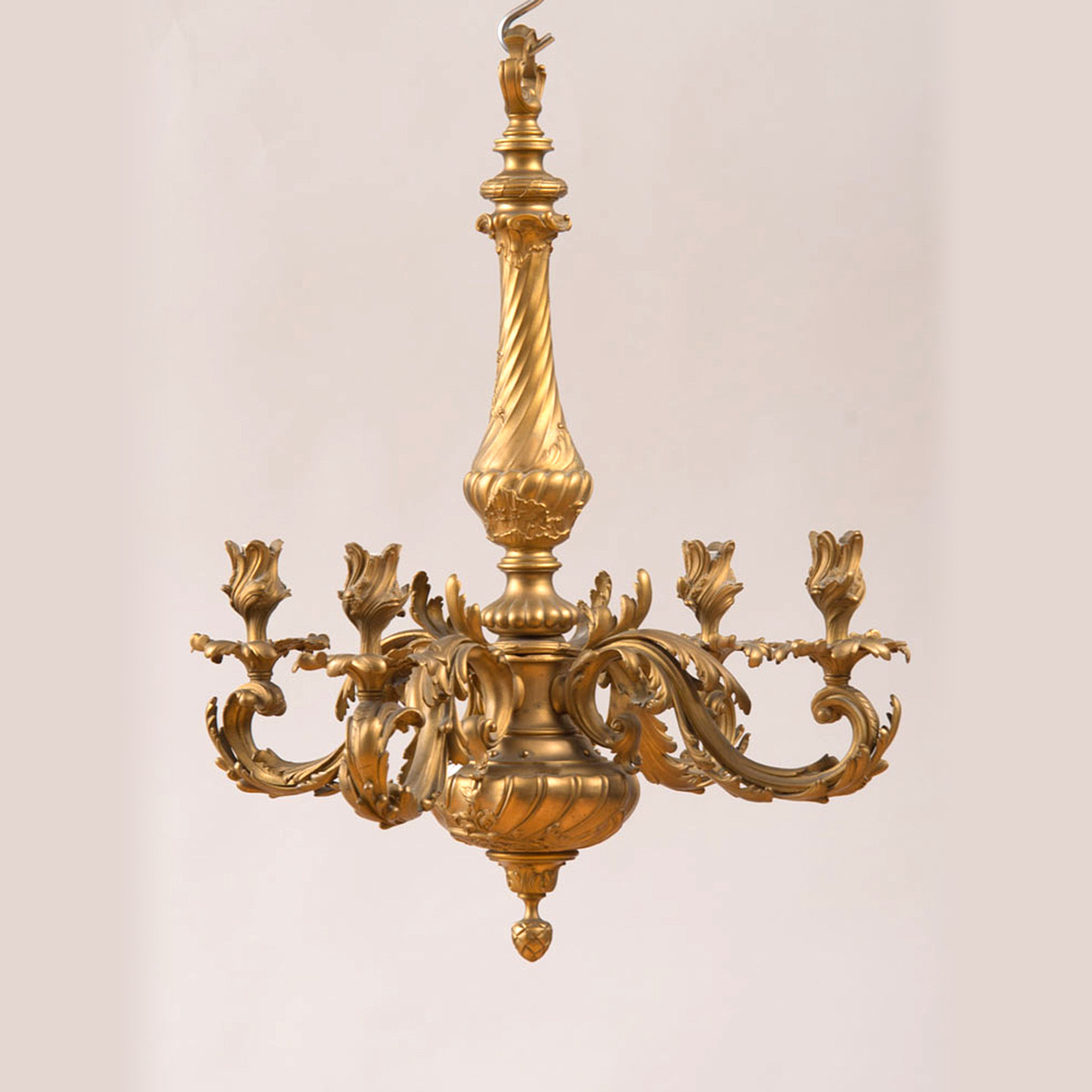 Antique French Louis XV Style GiltBronze FourLight Chandelier with