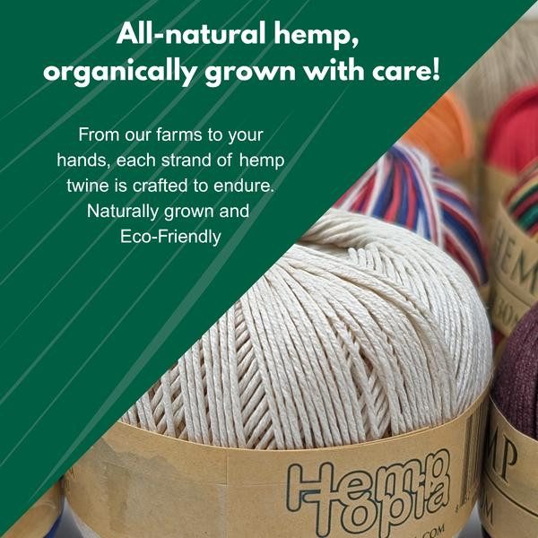 Hemptopia 100% Hemp Twine - 430 Feet Length - 1mm Thickness- Variety of Colors 