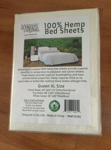 Hemptopia 100% Hemp Bed Sheets - Queen Size
