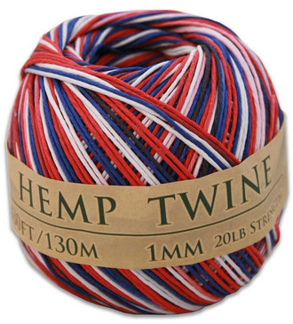 Hemptopia Red, White & Blue Variegated Hemp Twine
