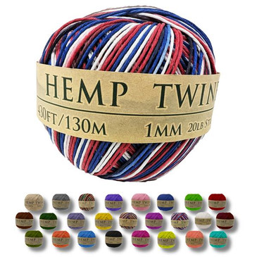 Hemptopia Red, White & Blue Variegated Hemp Twine 