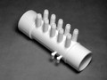 10396 Manifold PVC, Air,  WATERW, 1.5inS x 1.5inSpg x (10)3/8inSB, (4)Plgs