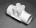 10111 Manifold PVC, Water,  WATERW,  2in S x 2in Spg x (4) 1/2in S ports