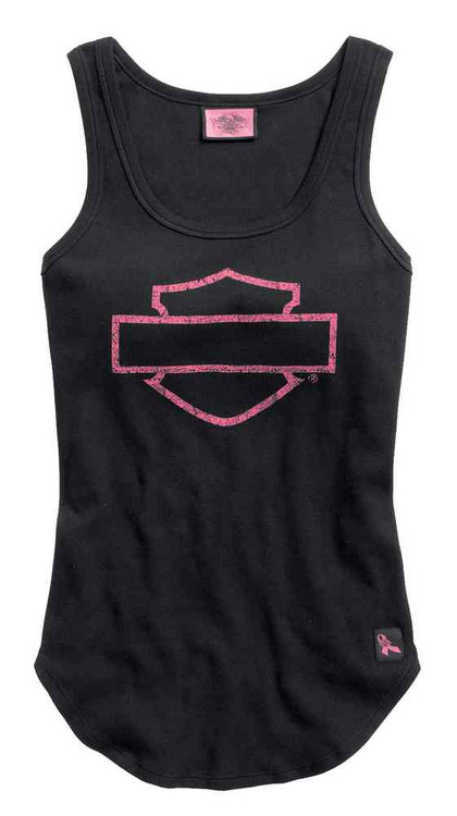 Harley-Davidson® Women's Pink Label Logo Tank Top, Black/Pink. 99124 ...