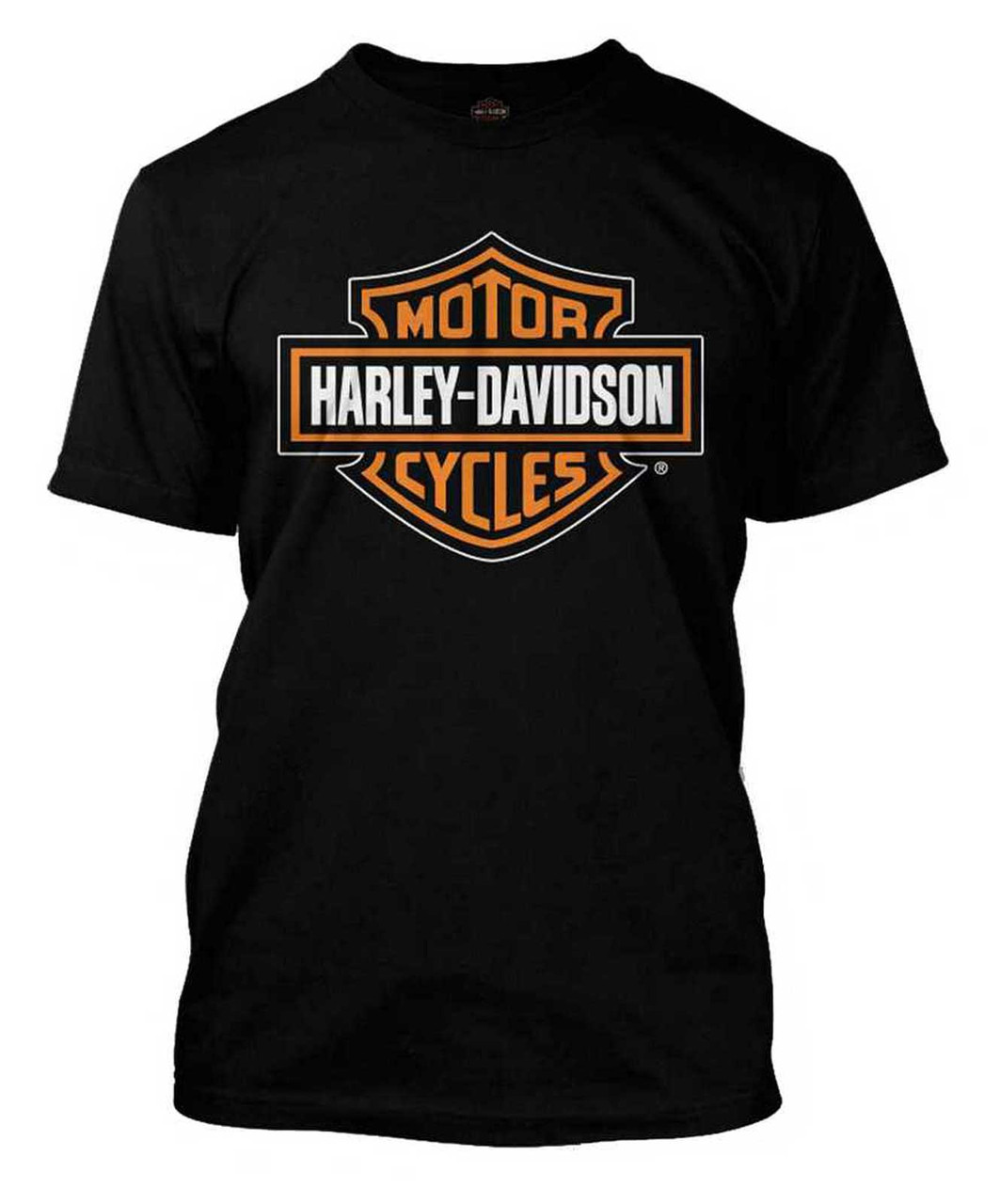 Harley-Davidson® Men's Orange Bar & Shield Black T-Shirt ...