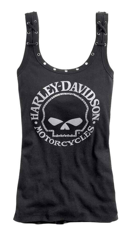 Harley-Davidson® Women's Tank Top, Willie G Skull Lace Tank, Black ...
