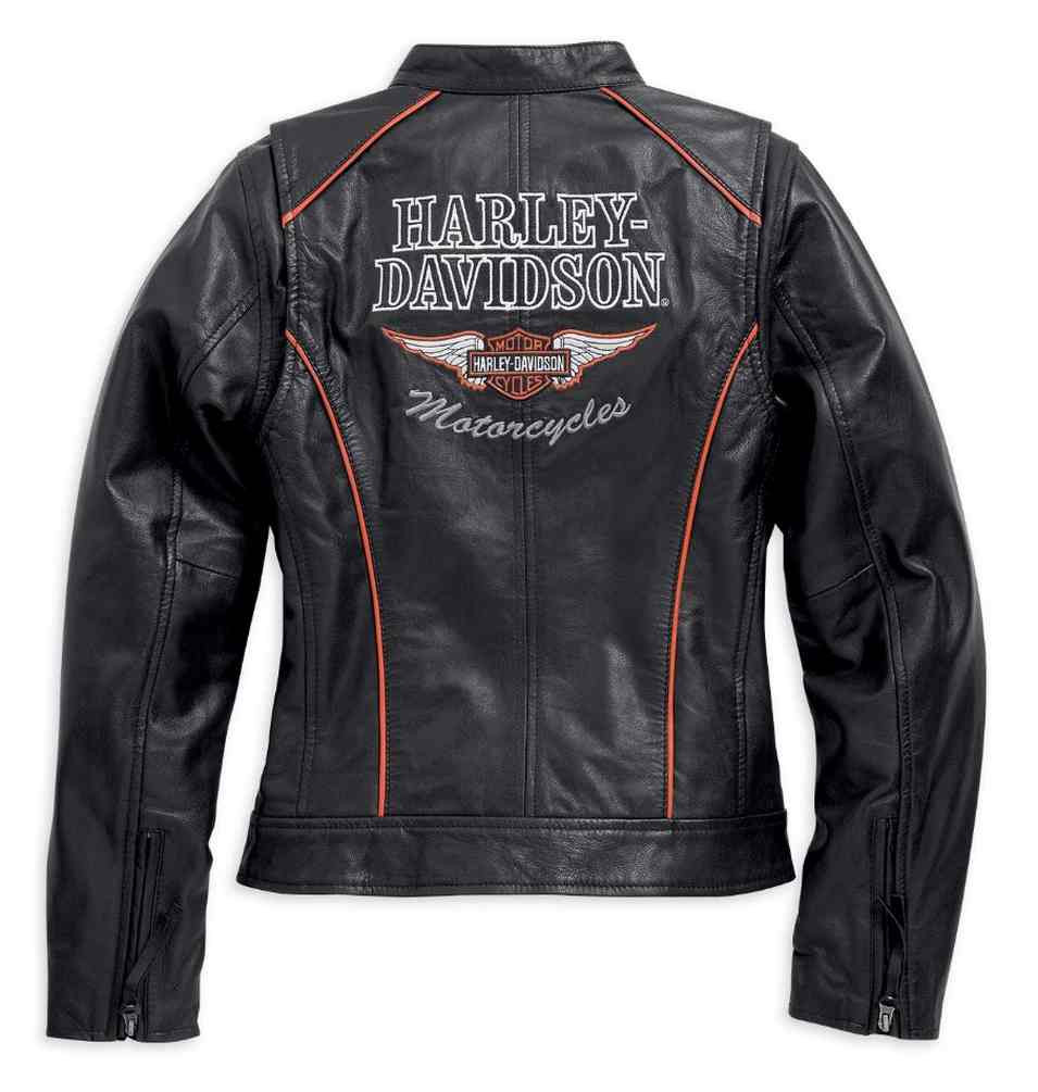 Harley-Davidson® Women's Epoch Leather Jacket, Black/Orange/White ...