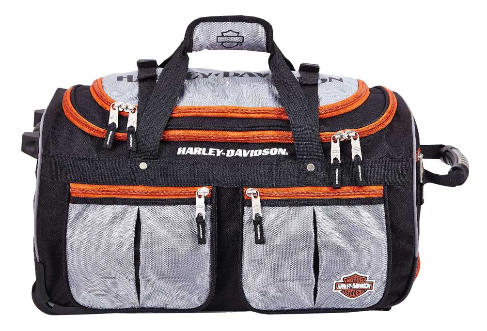HarleyDavidson® 29 inch 15Pocket Wheeling Duffel Bag, Silver/Black