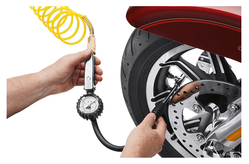 HarleyDavidson® Motorcycle Tire Pressure Gauge & Fill Valve, 18 in