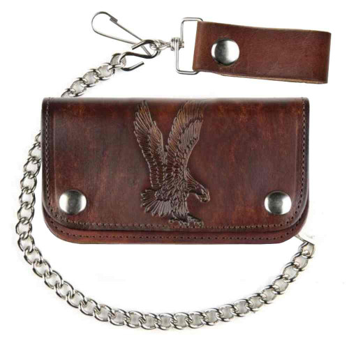 Mascorro Men&#39;s 6&quot; Embossed Eagle Antique Biker Chain Leather Wallet AB412-42 - Wisconsin Harley ...