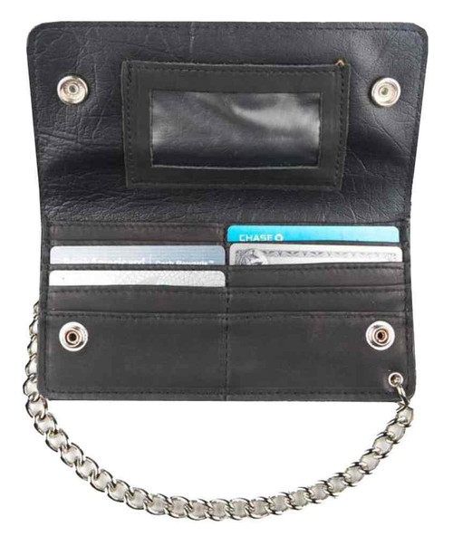Mascorro Men's Credit Card Biker Chain Wallet Genuine Black Leather ...