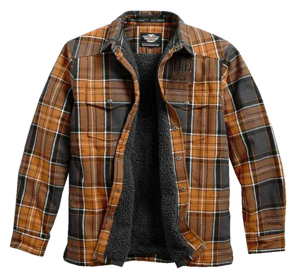 HarleyDavidson® Men's Sherpa Fleece Lined Plaid Shirt Casual Jacket