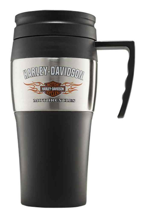 Harley-Davidson® Bar & Shield Flames Stainless Steel Travel Mug, 14 oz