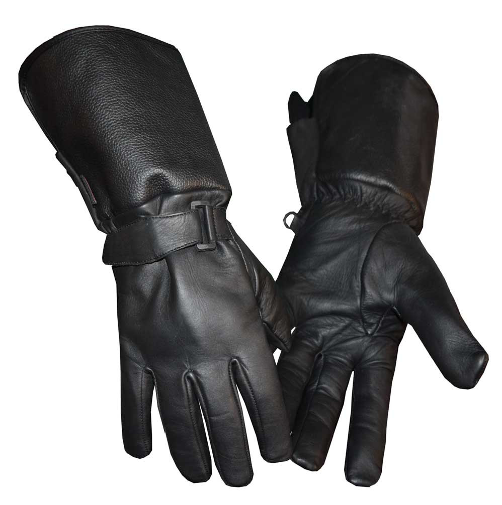 Redline Men's Gauntlet Style Soft Fleece Lining Leather Gloves, Black G