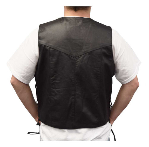 Redline Leather Men's Buffalo Milled Leather Motorcycle Vest, Black M ...