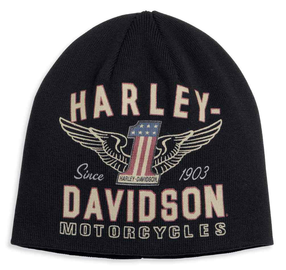 HarleyDavidson® Men's Winged 1 Graphic Knit Beanie Hat, Black 99488