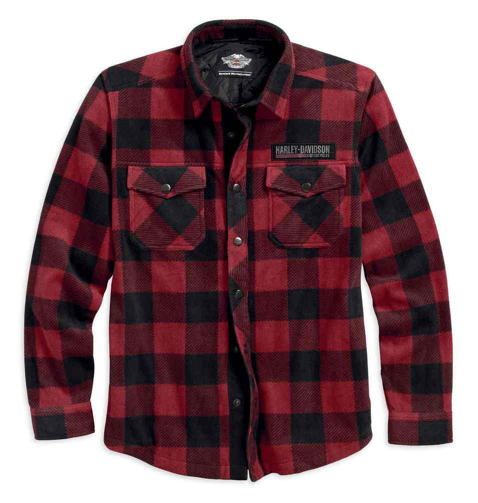 HarleyDavidson® Men's HD Plaid Fleece Shirt Jacket, Red & Black 96502