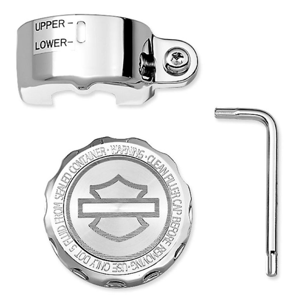 HarleyDavidson® Bar & Shield Rear Brake Reservoir Cover, Chrome Finish