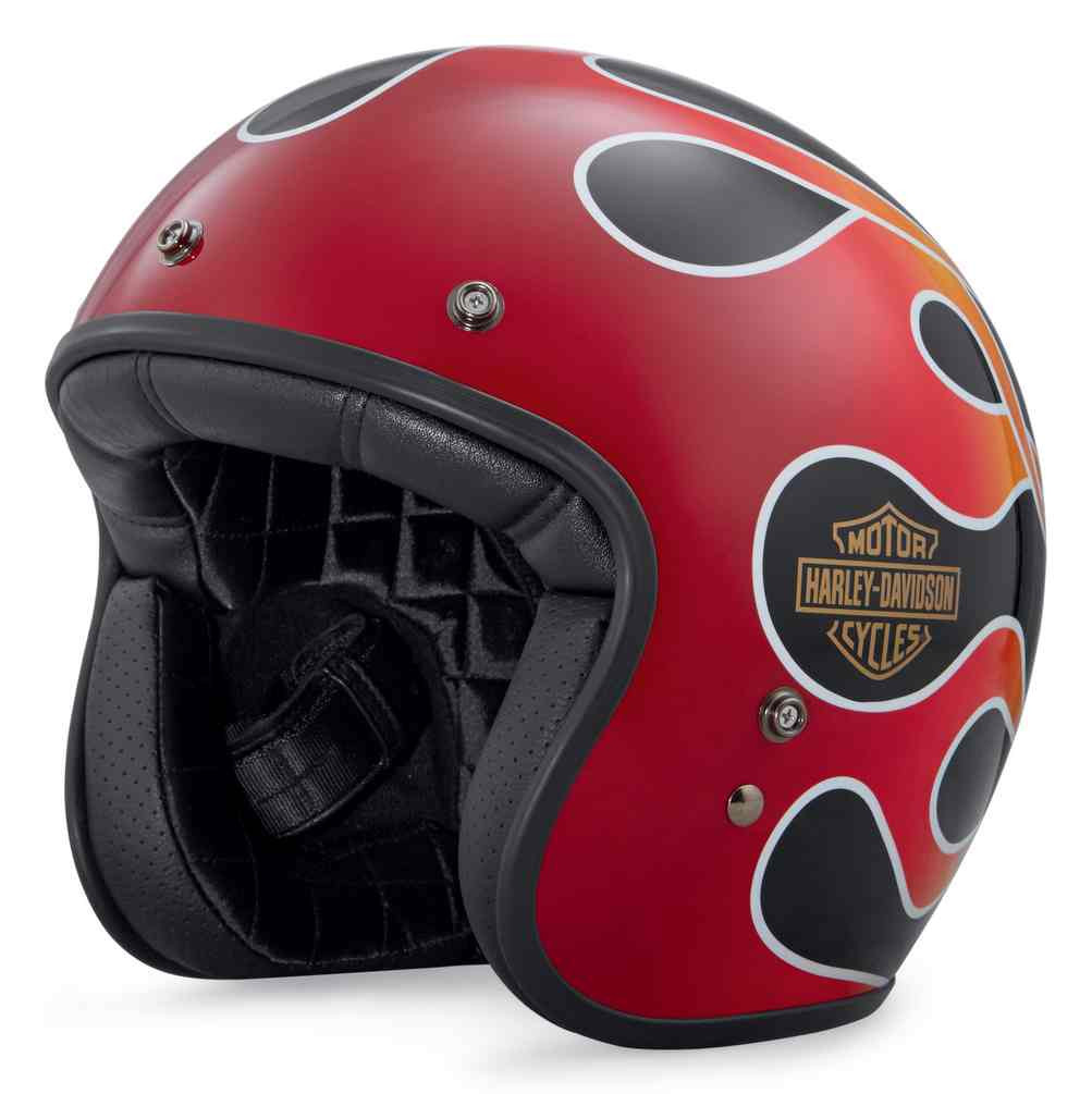 HarleyDavidson® Men's Retro Flame B01 3/4 Helmet, Gloss Black 98209