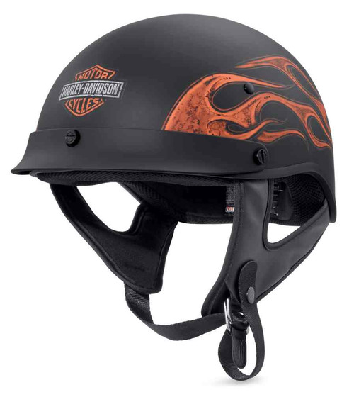 Harley-Davidson® Men's Wheeler Flames M04 Half Helmet, Matte Black ...