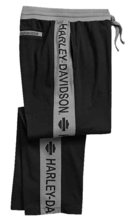 Harley-Davidson® Men's Fleece Striped Lounge Pants, Black & Gray 97789